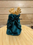 Velveteen Candy Pouch - Green with Reindeer Antlers