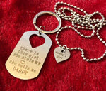 Daddy's Dog Tag Keyring with Daughter Heart Necklace