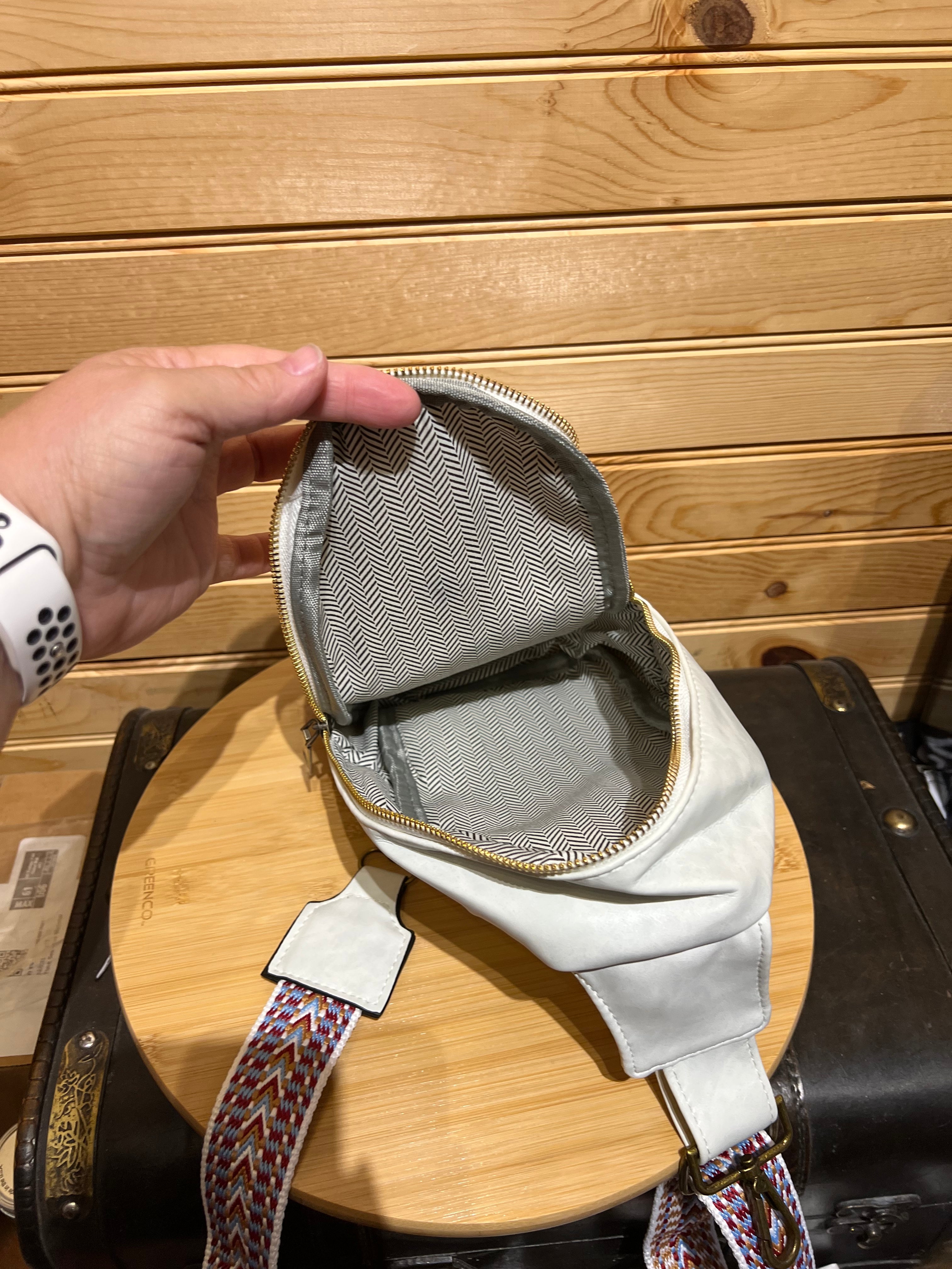 Vegan Leather Sling Bag - White