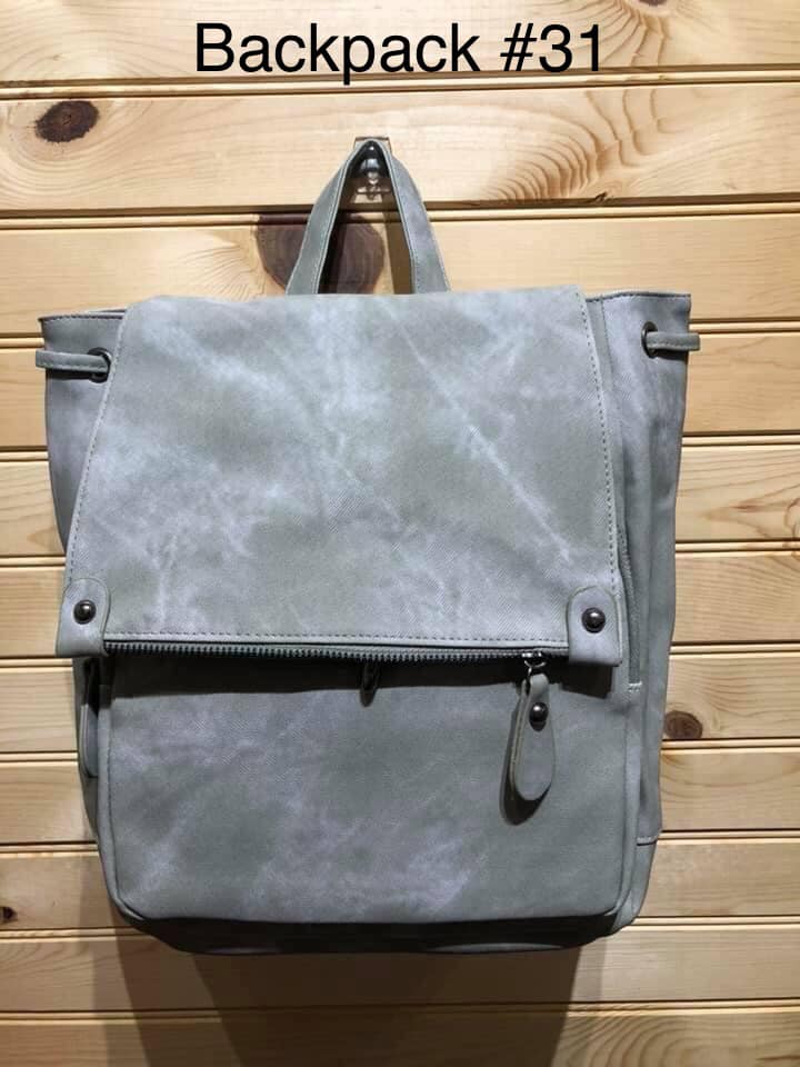 Vegan Leather Backpack - Grey