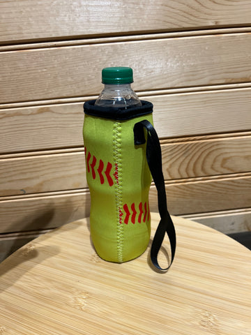 Neoprene Water Bottle Sleeve with Wrist Strap - Softball