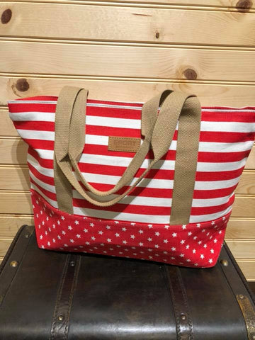Stars and Stripe Canvas Tote - Red