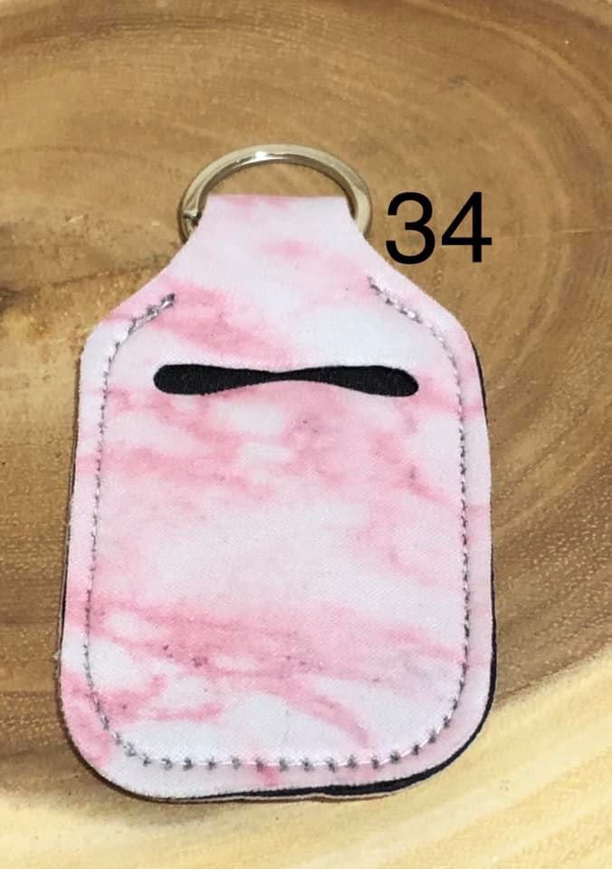 Neoprene Hand Sanitizer Keyring - #34 - Pink Marble
