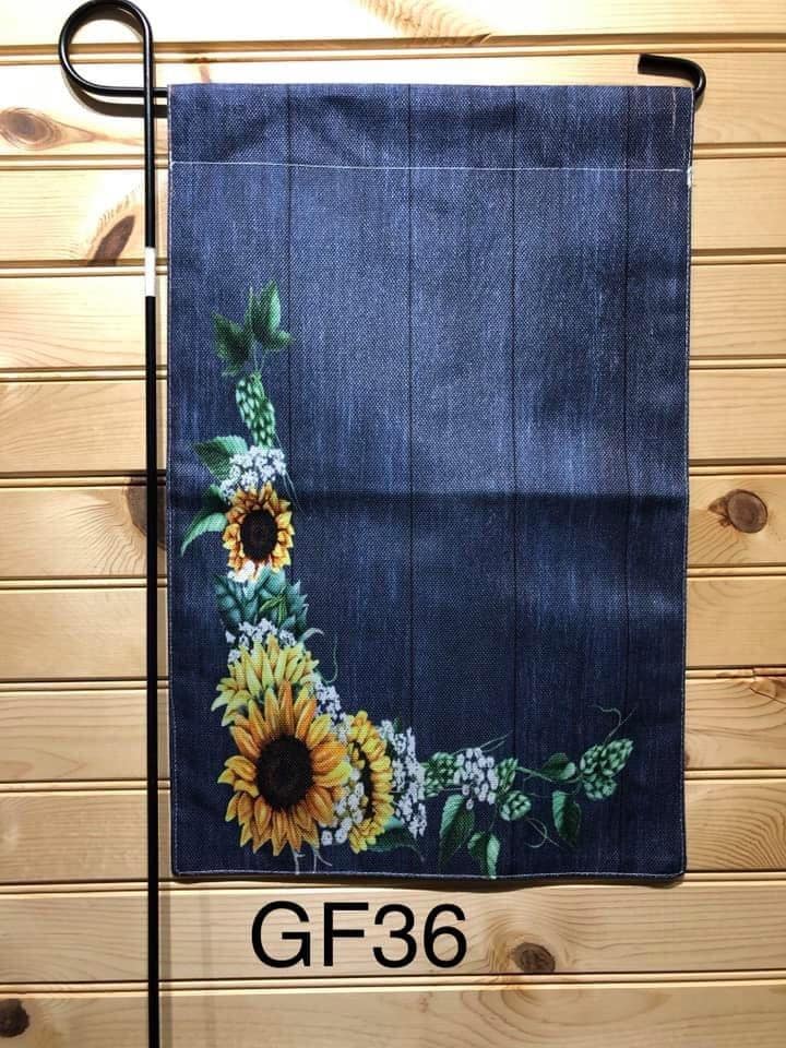 Garden Flag - GF36 - Denim with Sunflowers in the Corner