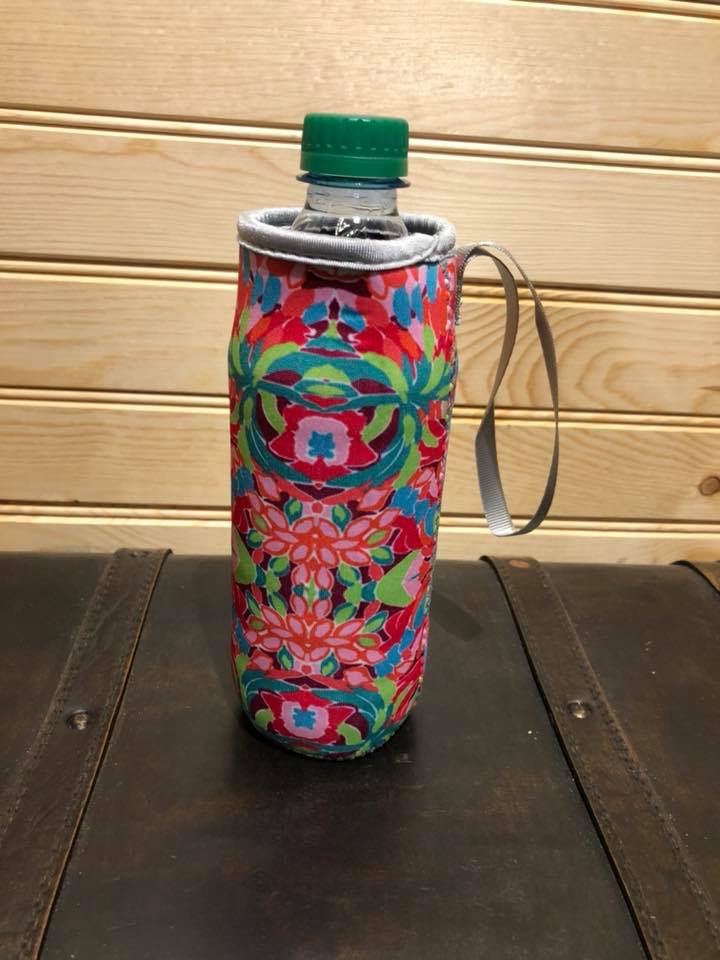 Neoprene Water Bottle Sleeve with Wrist Strap - Flamingo