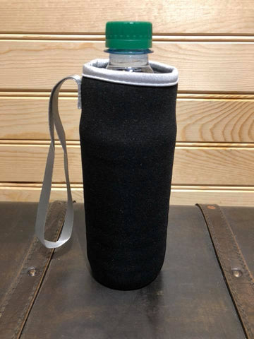 Neoprene Water Bottle Sleeve with Wrist Strap - Black