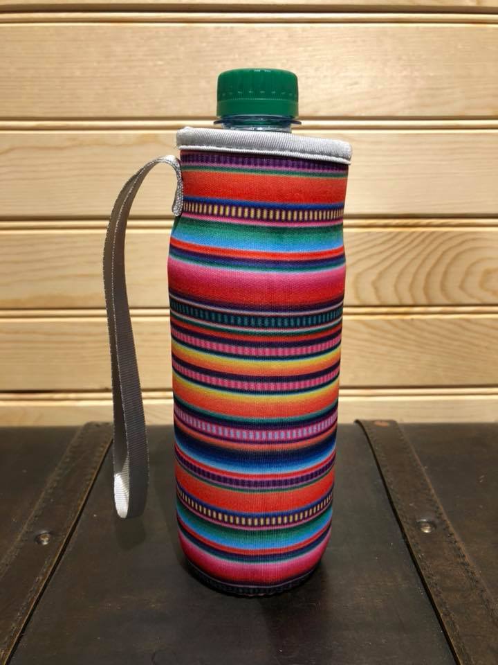 Neoprene Water Bottle Sleeve with Wrist Strap - Serape