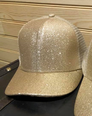 YOUTH Glitter PonyTail Hat - Gold