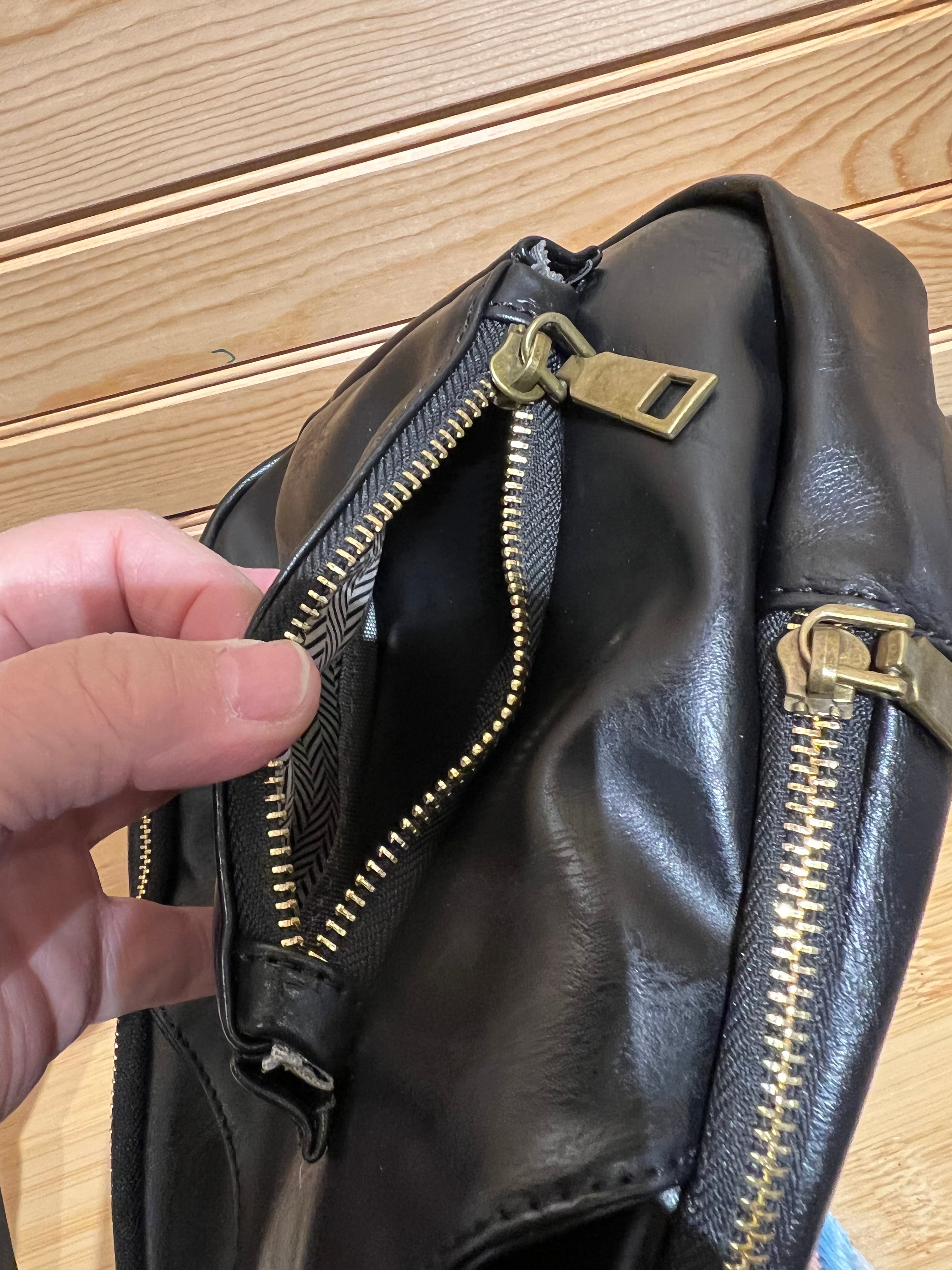 LARGE Vegan Leather Sling Bag - Black