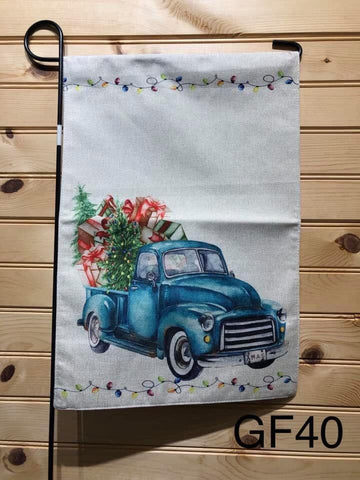 Garden Flag - GF40 - Teal ruck with Christmas Presents and Trees