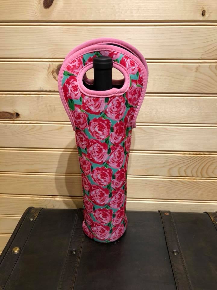 Neoprene Wine Bag - Roses
