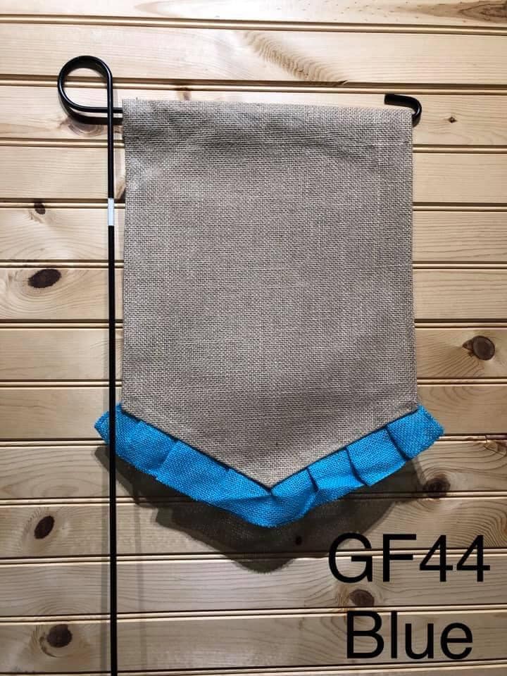 Garden Flag - GF44 - Real Burlap with Pleated V Bottom in Blue