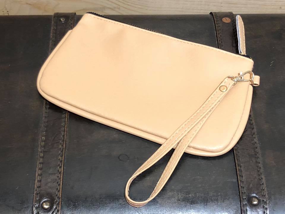 Vegan Leather Wristlet - Beige