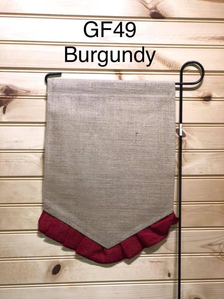 Garden Flag - GF49 - Real Burlap with Pleated V Bottom in Burgundy