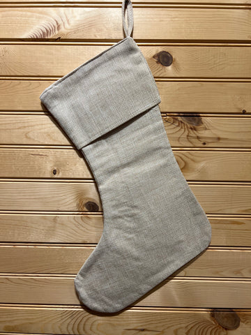 Christmas Stocking - CS - Faux Burlap Cuff and Stocking
