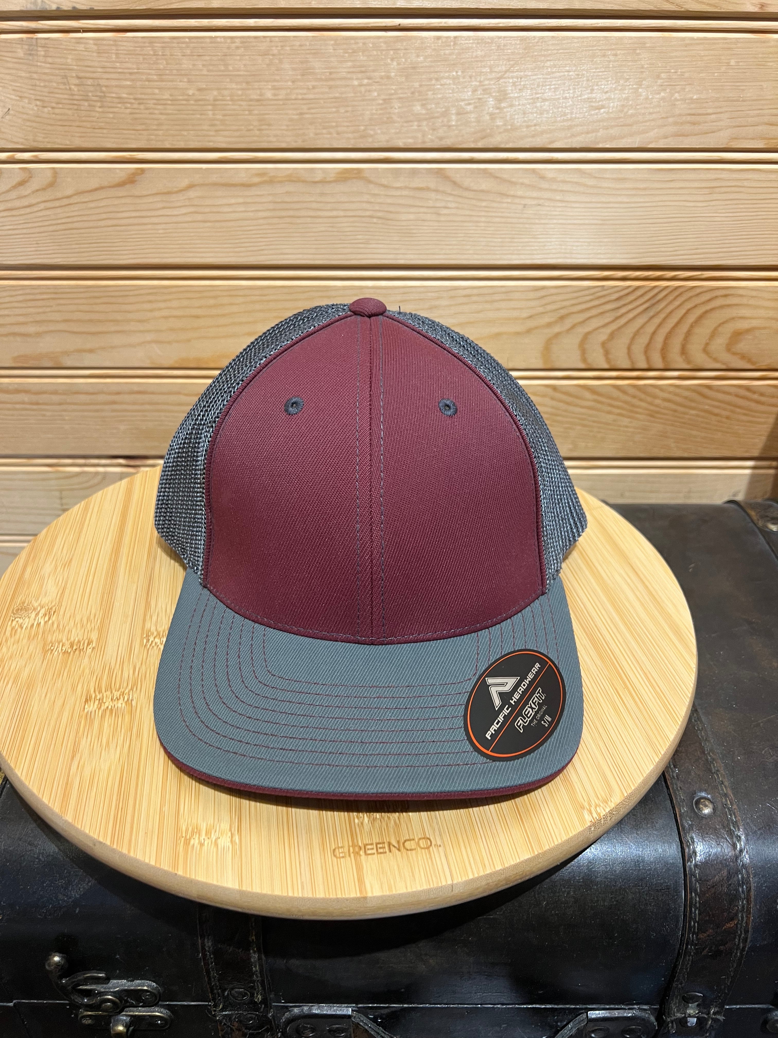 Pacific Trucker FlexFit ProModel 404M Sm-Med 6 7/8 - 7 3/8 - Graphite Mesh with Maroon Front and Graphite Bill