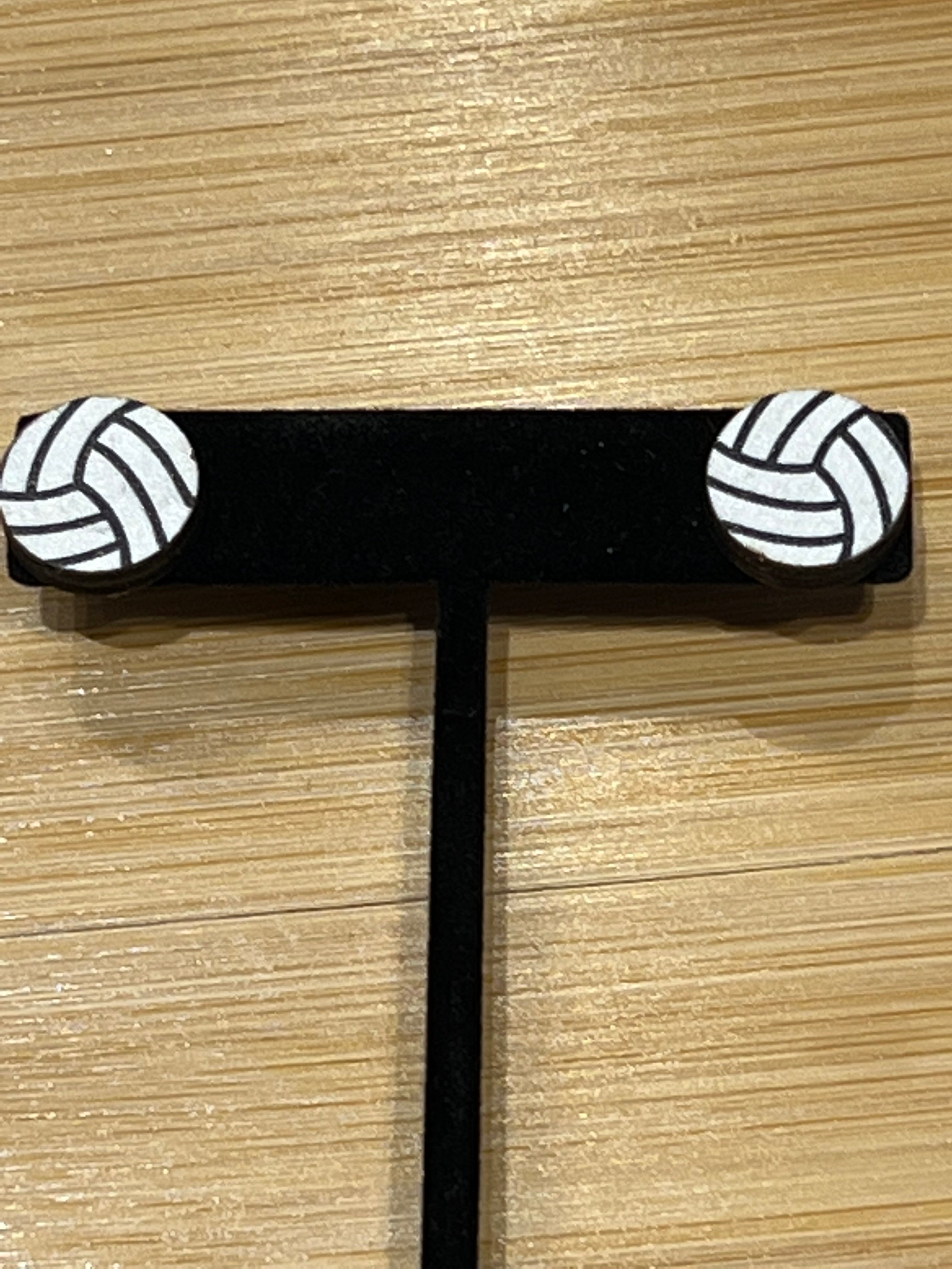 Wood Earrings - Volleyball (Round)