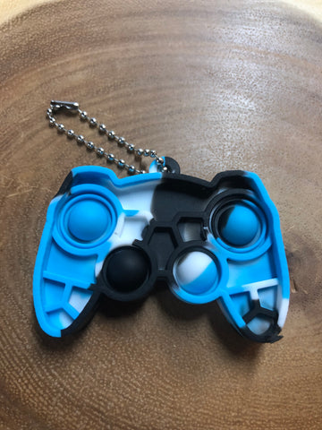 Pop Toy Keyring - Blue, White, and Black Controller