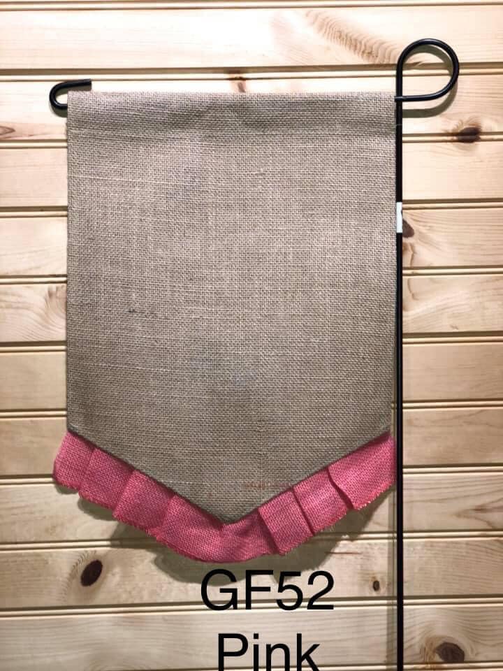 Garden Flag - GF51 - Real Burlap with Pleated V Bottom in Pink