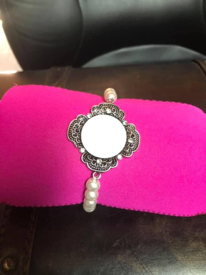 Antique Look Pearl Monogram Bracelet