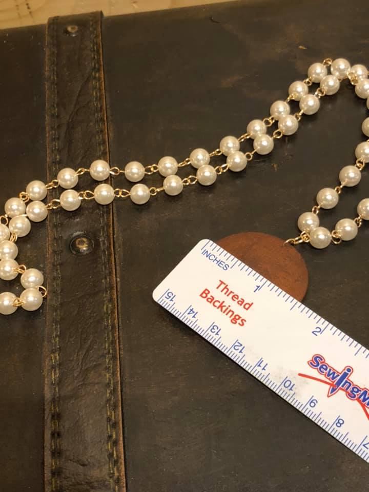 Pearl Necklace with Brown Wood Disc