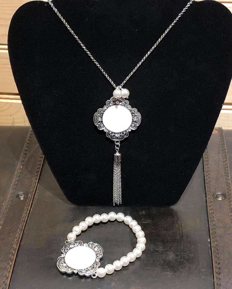 Antique Look Pearl Monogram Necklace