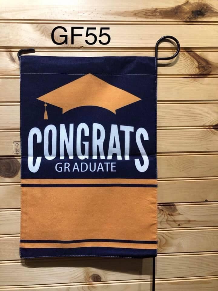 Garden Flag - GF55 - Congrats Blue and Gold/Orange