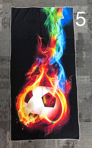Rectangle Beach Towel - Soccer (Fire and Water)