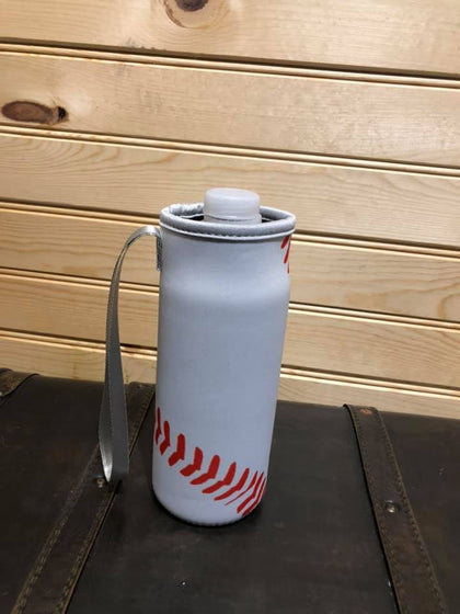 Neoprene Water Bottle Sleeve with Wrist Strap - Baseball