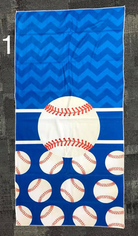 Rectangle Beach Towel - Baseball with Chevron Top
