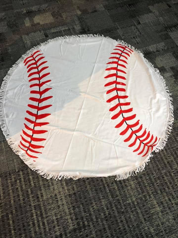 Round Beach Towel - Baseball