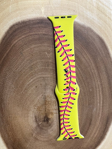 Pattern Silicon Apple Watch Bands - Softball.  - 38 mm / 40 mm