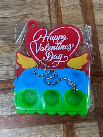 Pop Toy Keyring - Happy Valentine Heart Red / Blue / Green