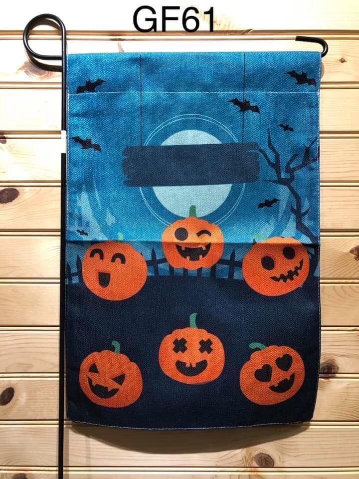 Garden Flag - GF61 - Teal with 6 Jack-o-lantern