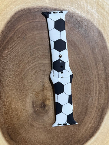 Pattern Silicon Apple Watch Bands - Soccer.  - 42 mm / 44 mm