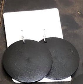 Black Wood Disc Earring
