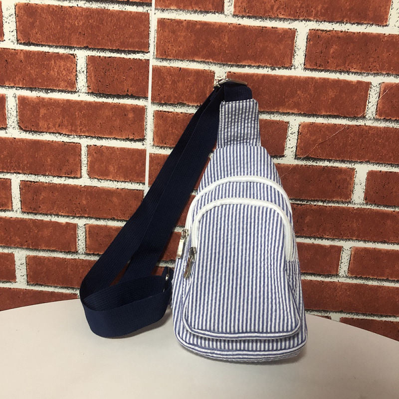 Seersucker Sling Bag - Navy