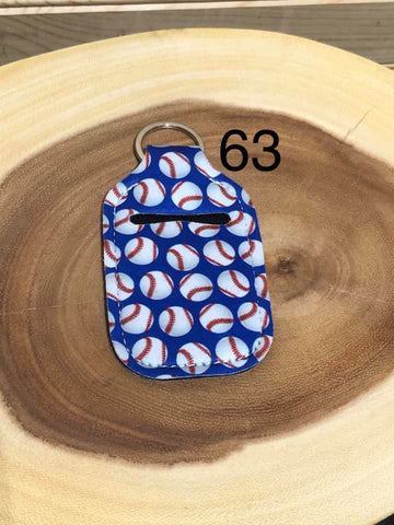 Neoprene Hand Sanitizer Keyring - #63 - Baseball (Blue)