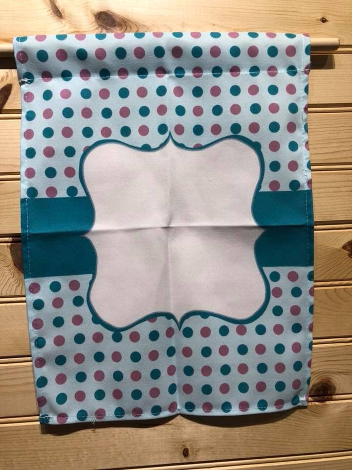 Garden Flag - Pink and Teal Polka Dot with Monogram Center
