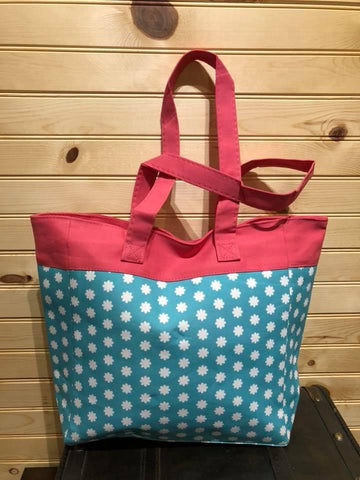Teal with Daisy Tote