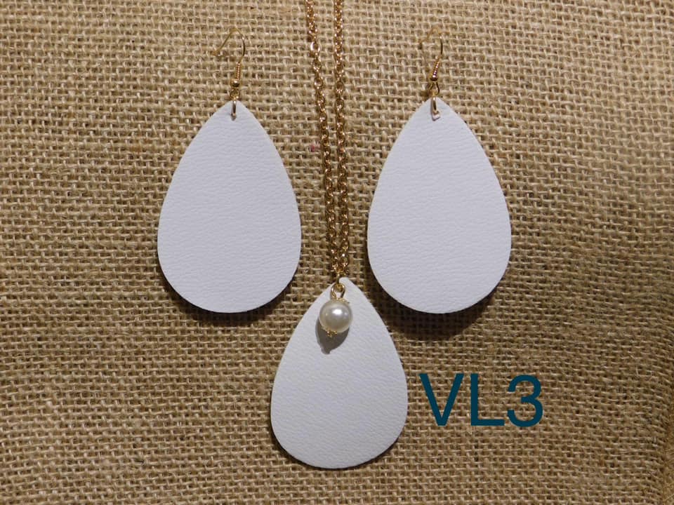 Vegan Leather Tear Drop Necklace - VL3