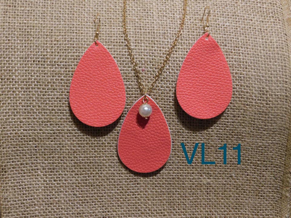 Vegan Leather Tear Drop Earring - VL11