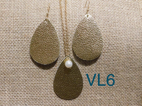 Vegan Leather Tear Drop Necklace - VL6