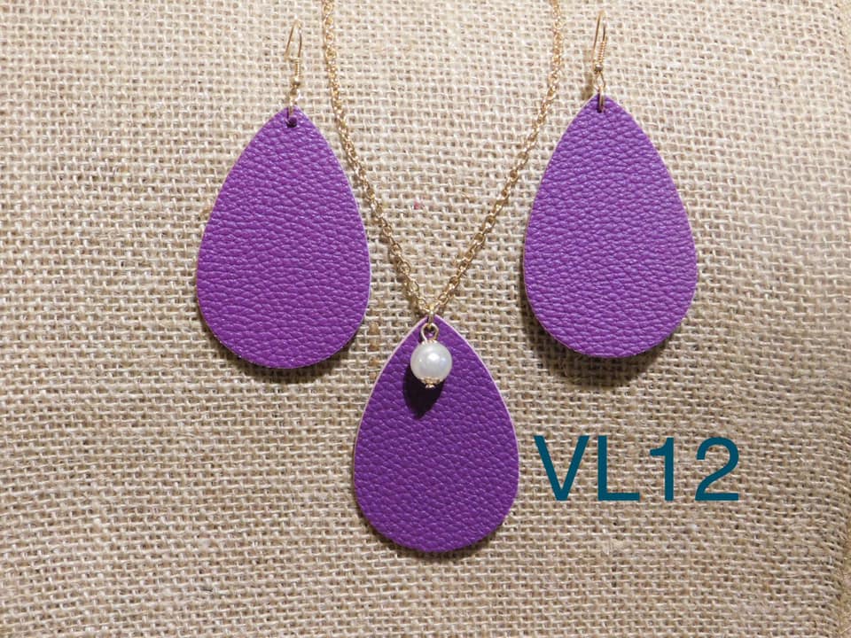 Vegan Leather Tear Drop Earring - VL12