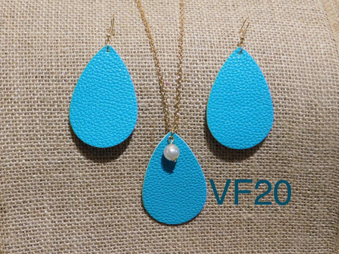 Vegan Leather Tear Drop Necklace - VL20
