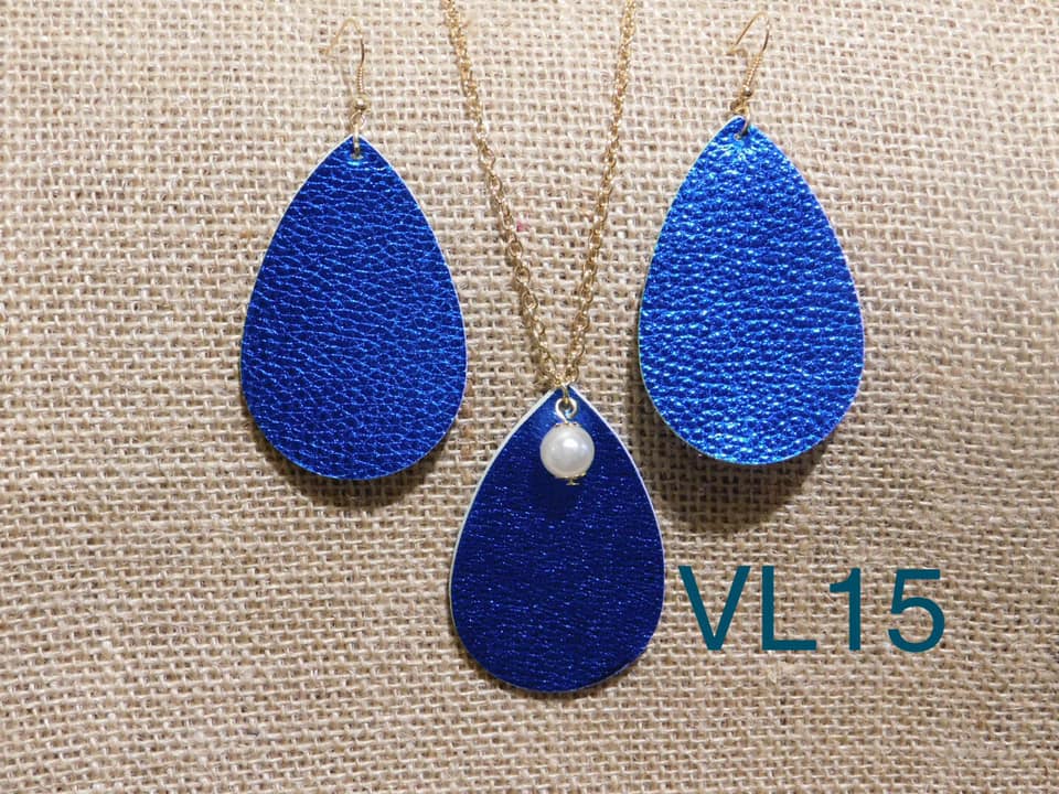 Vegan Leather Tear Drop Necklace - VL15