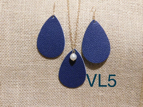 Vegan Leather Tear Drop Necklace - VL5