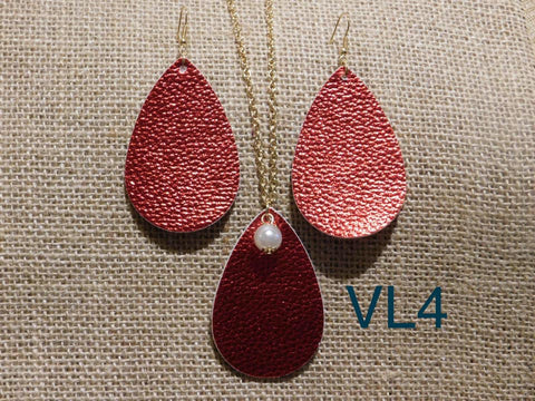 Vegan Leather Tear Drop Necklace - VL4