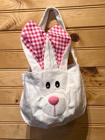 Easter Basket - EB125 - Bunny with stand up Hot Pink Gingham Ears and puffed out nose-