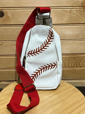 Vegan Leather Sling Bag - Baseball